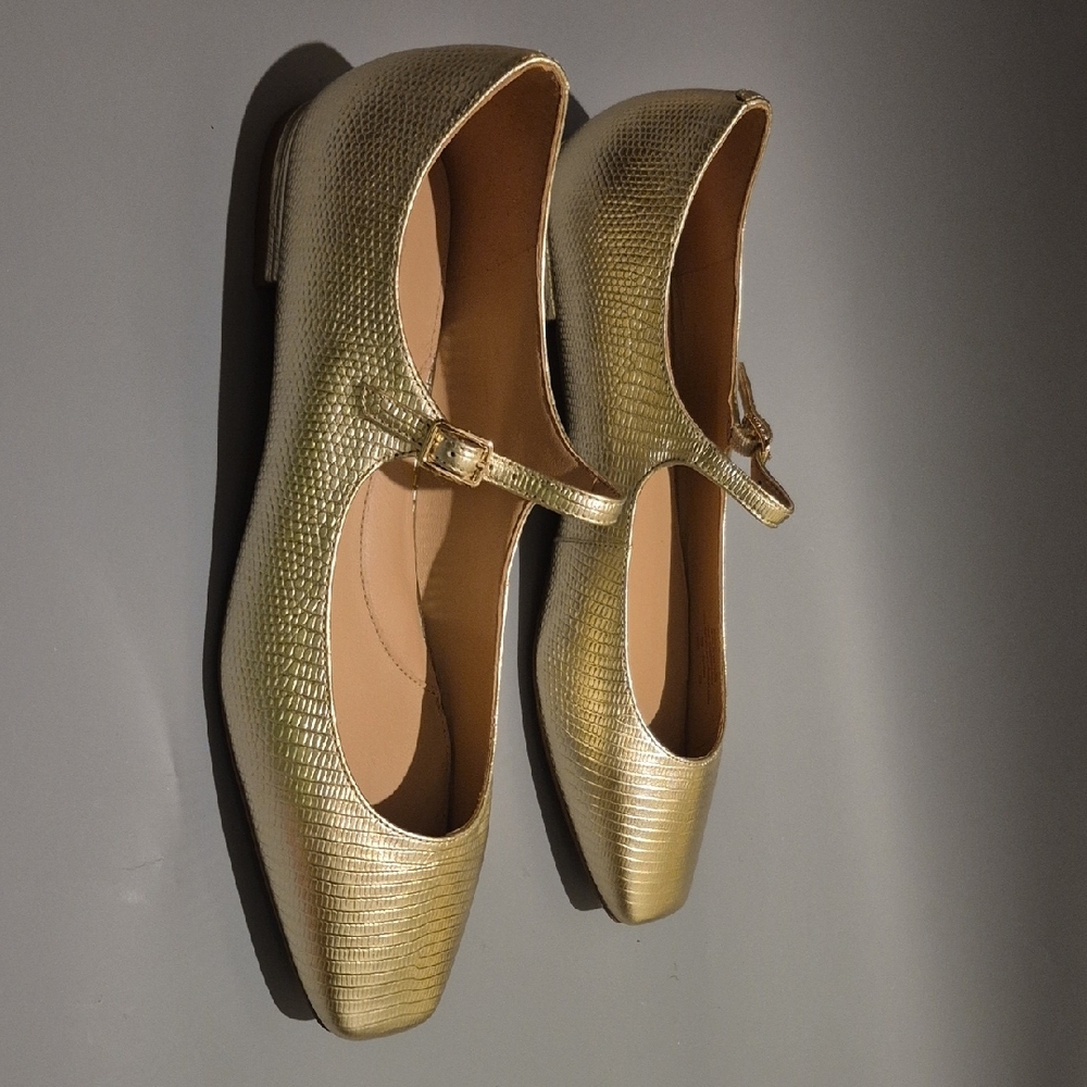Cole Haan Gold Ballet Flats with Strap